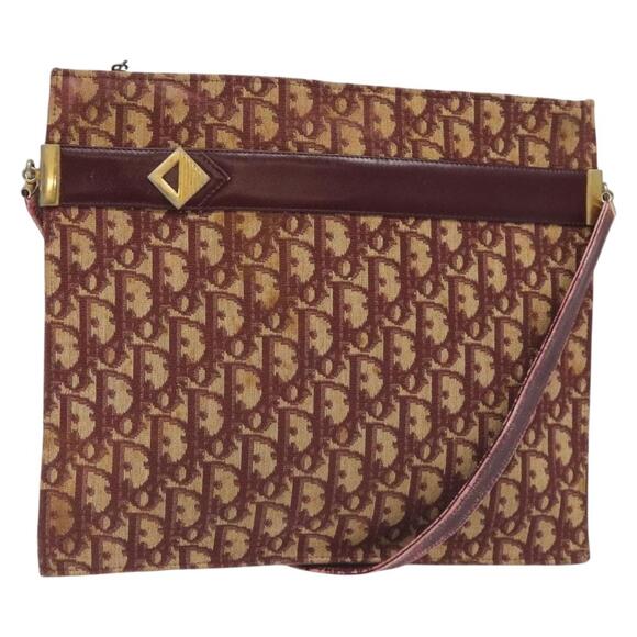 DIOR Trotter Canvas Shoulder Bag Red Gold - Picture 1 of 12